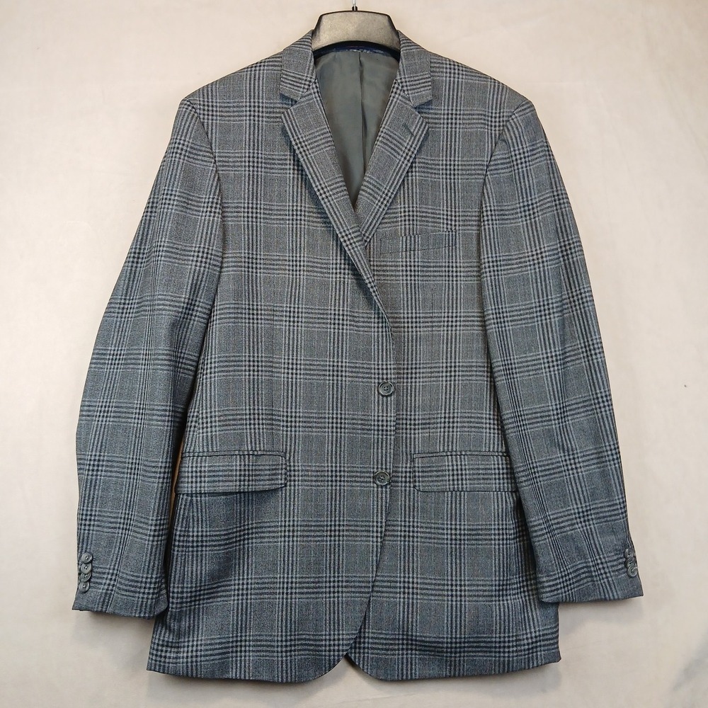 Paul Betenly Lanificio Filarte 44L Mens Blazer FLAW Gray Plaid 21x31 42L